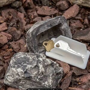 Outdoor Hide-a-Key Rock - Contemporary Simulated Stone Safe for Spare Keys,